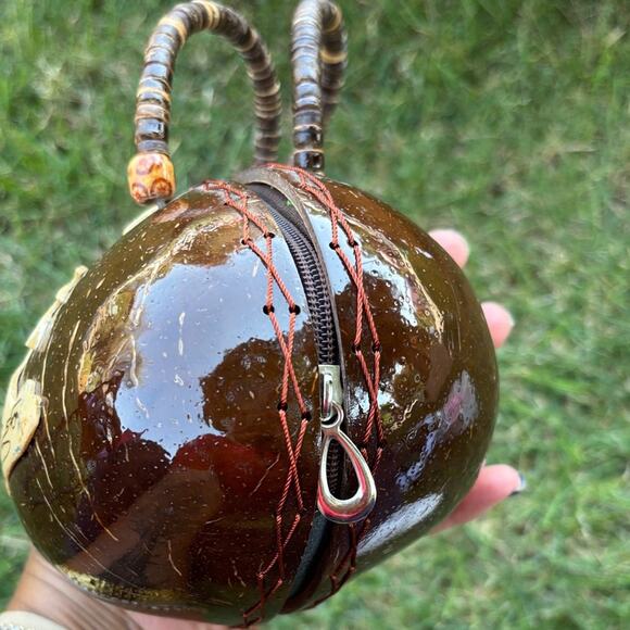 Vintage Hawaiian Coconut Shell Purse Handbag Aloha Tiki Island Style - Picture 7 of 10